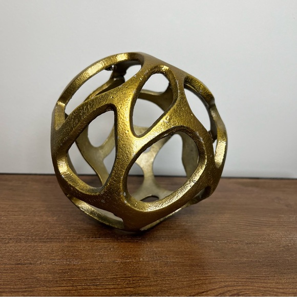 Decorative Brass Gold Orb Metal Sphere Ball - Picture 1 of 5